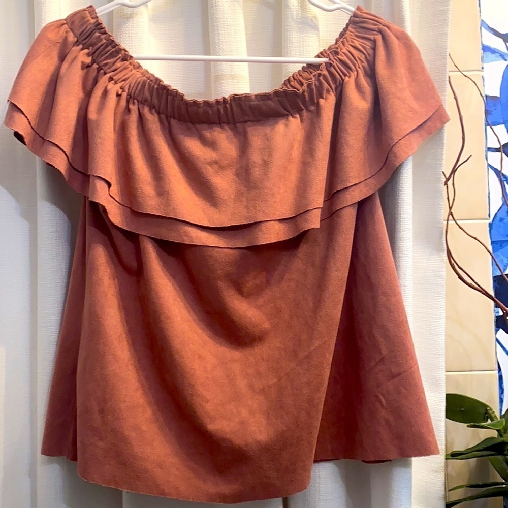 Young Fabulous & Broke Faux Suede Ruffle Top M - Picture 2 of 5